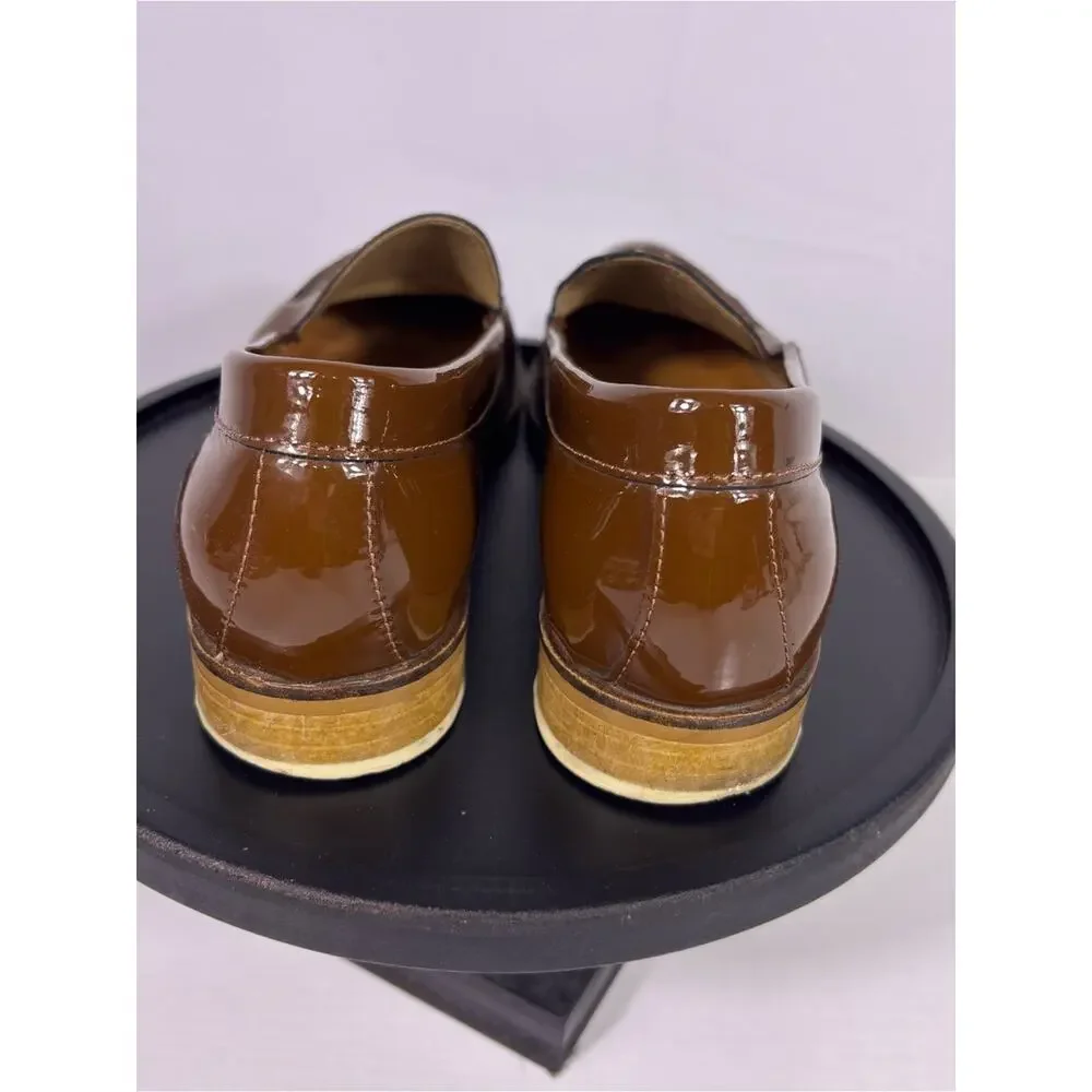 Everlane Patent Leather Loafers Brown Italian Made Slip On Flats 6.5